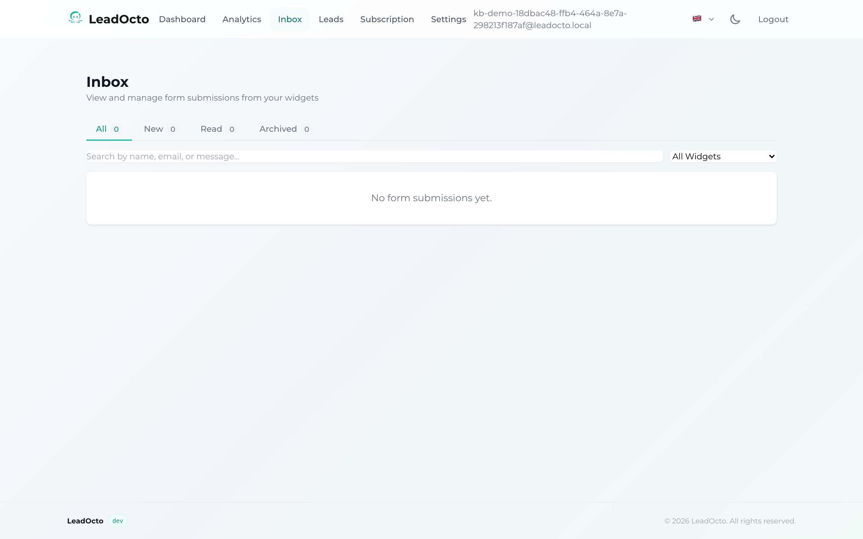 The Inbox shows every incoming message with sender and context.