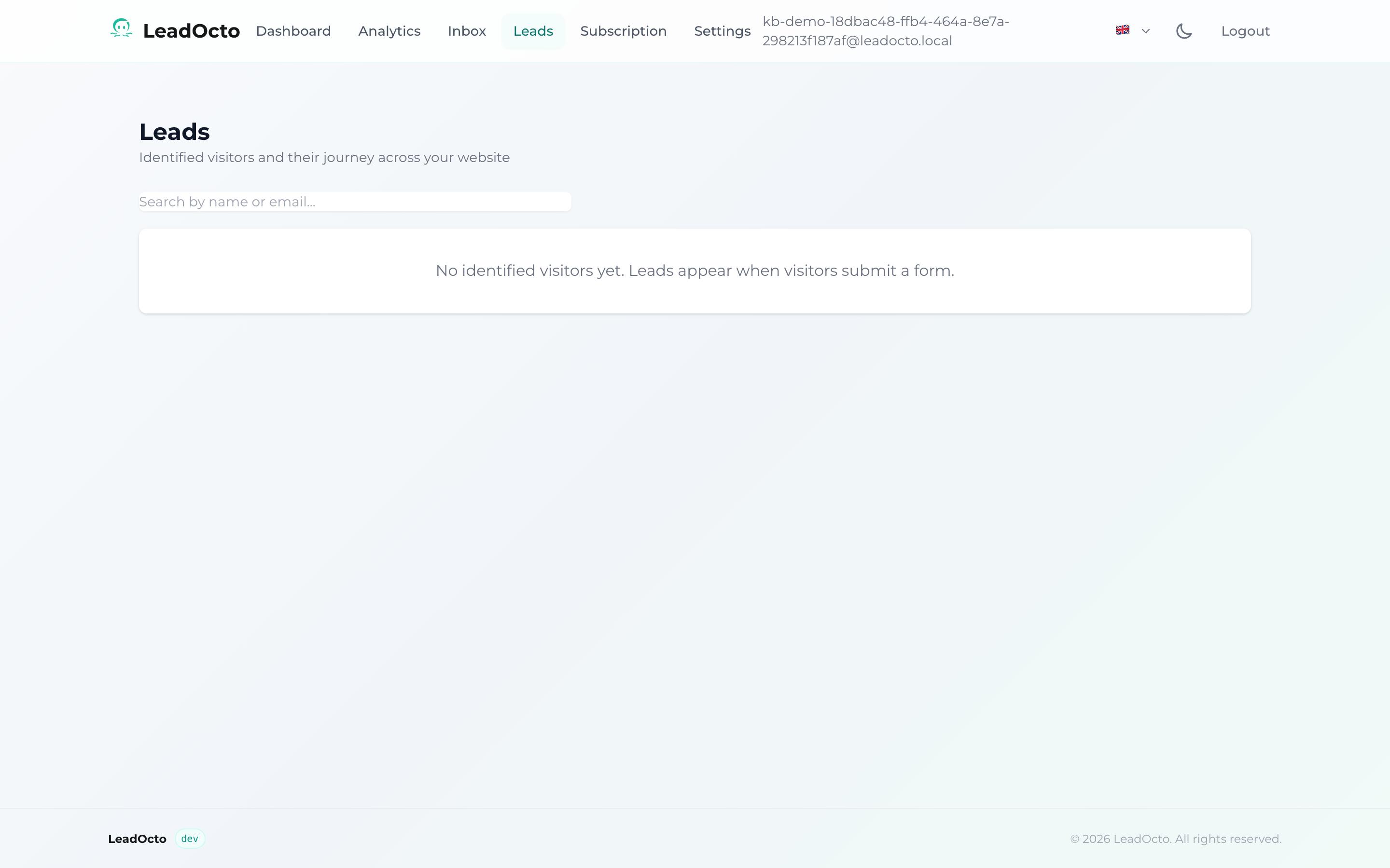 A list of visitors with location, source and page activity.
